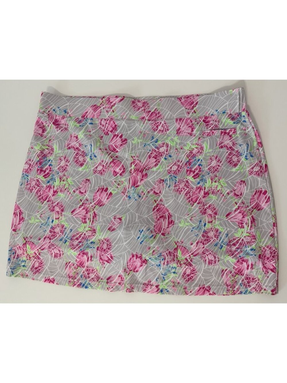 Pebble Beach Golf Skort Womens XXL Gray Pink Floral Pull On Athletic Skirt